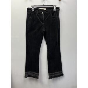 Chelsea & Violet Pants Womens size 28 Black Velvet Fringe‎ Crop Boho Chic